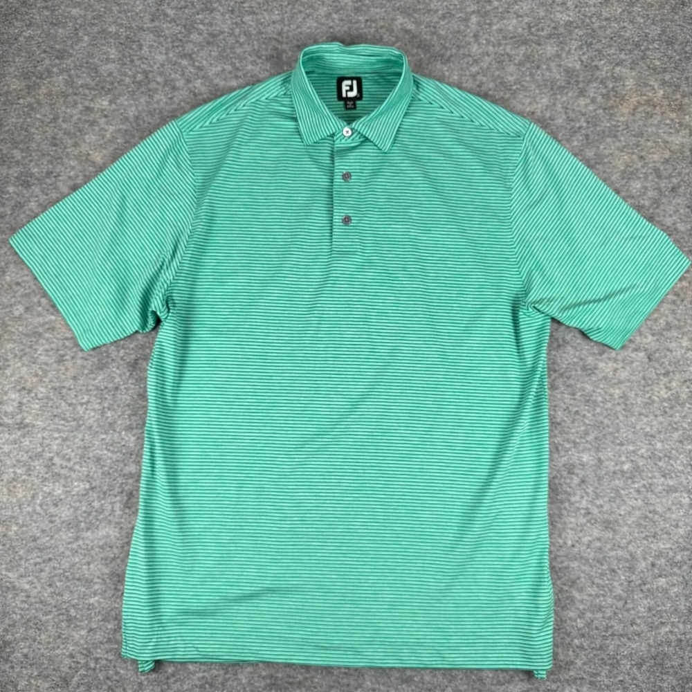 FootJoy Golf Polo Shirt The Golf Club TN Logo Striped Green Mens Large L